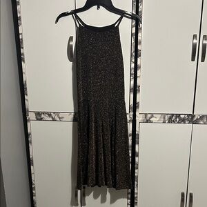 Chic Black w/Gold Glitter Midi Dress